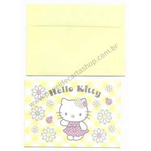 Ano 2008. Cartão GRANDE Hello Kitty com Envelope CAM Flower Sanrio