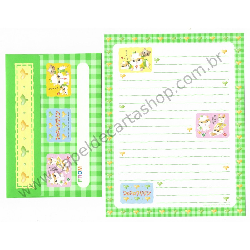 Ano 2001. Conjunto de Papel de Carta CoroCoroKuririn Antigo (Vintage) Sanrio