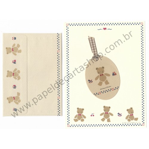 Ano 1992. Conjunto de Papel de Carta Mr. Bears Dream (Vintage) Sanrio