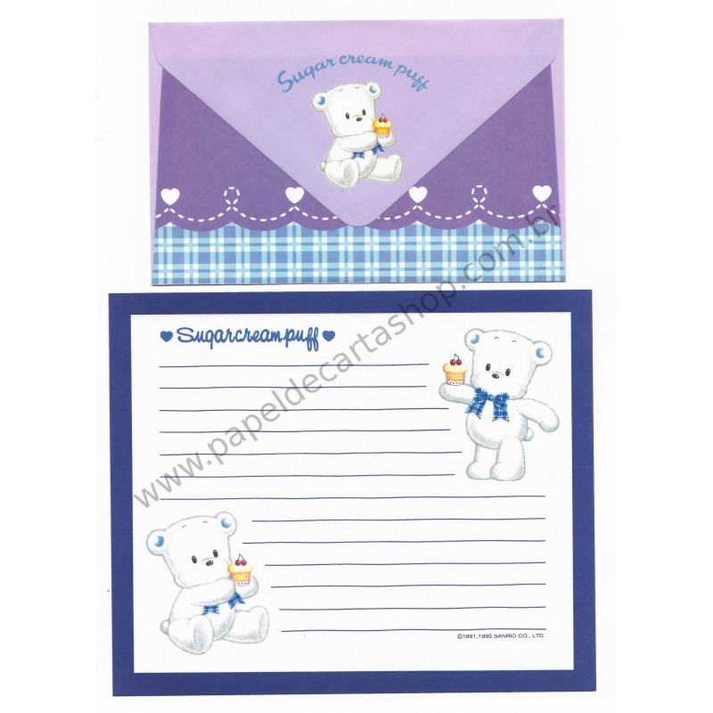 Ano 1995. Conjunto de Papel de Carta Sugar Cream Puff CAZ Sanrio