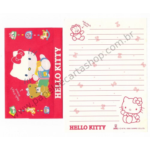 Ano 1986. Conjunto de Papel de Carta Hello Kitty Sanrio