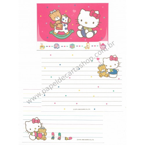 Ano 1988. Conjunto de Papel de Carta Hello Kitty Sanrio