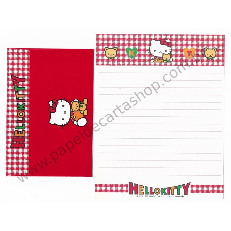 Ano 1996. Conjunto de Papel de Carta Hello Kitty Sanrio