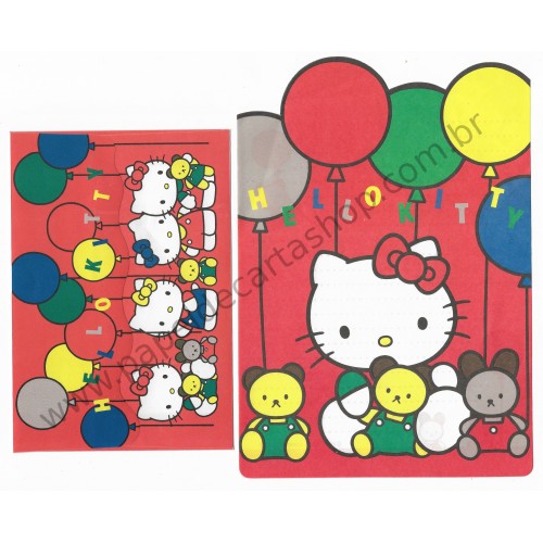 Ano 1990. Conjunto de Papel de Carta Hello Kitty Balloons Sanrio