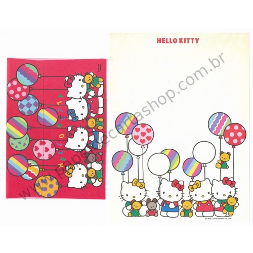 Ano 1994. Conjunto de Papel de Carta Hello Kitty Balloons II Sanrio