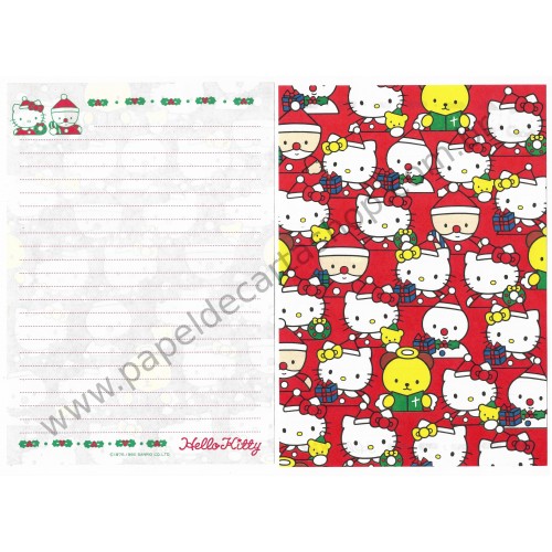 Ano 1990. Conjunto de Papel de Carta Hello Kitty Christmas Sanrio