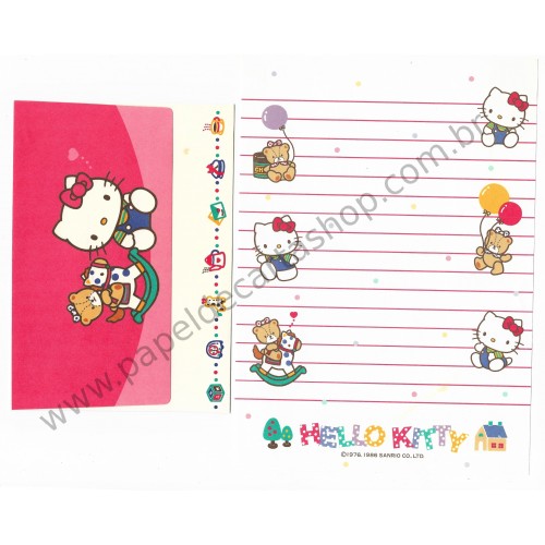 Ano 1986. Conjunto de Papel de Carta Hello Kitty Toys Sanrio