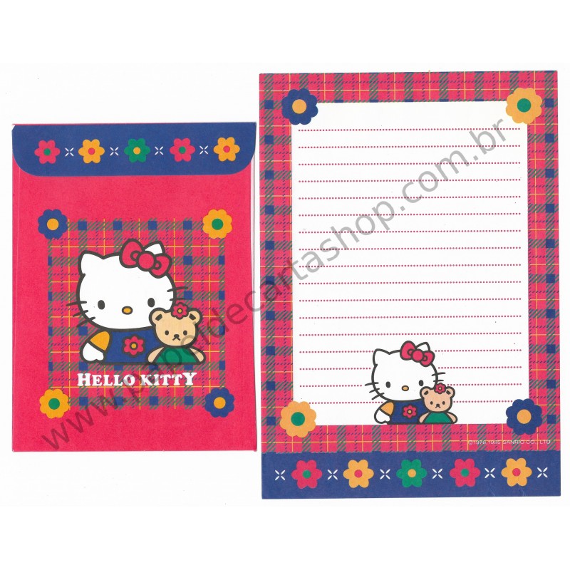 Ano 1995. Conjunto de Papel de Carta Hello Kitty Flower Sanrio