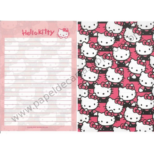 Ano 1990. Conjunto de Papel de Carta Hello Kitty Vintage Sanrio