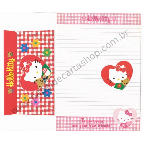 Ano 1995. Conjunto de Papel de Carta Hello Kitty Teddy Bears Sanrio