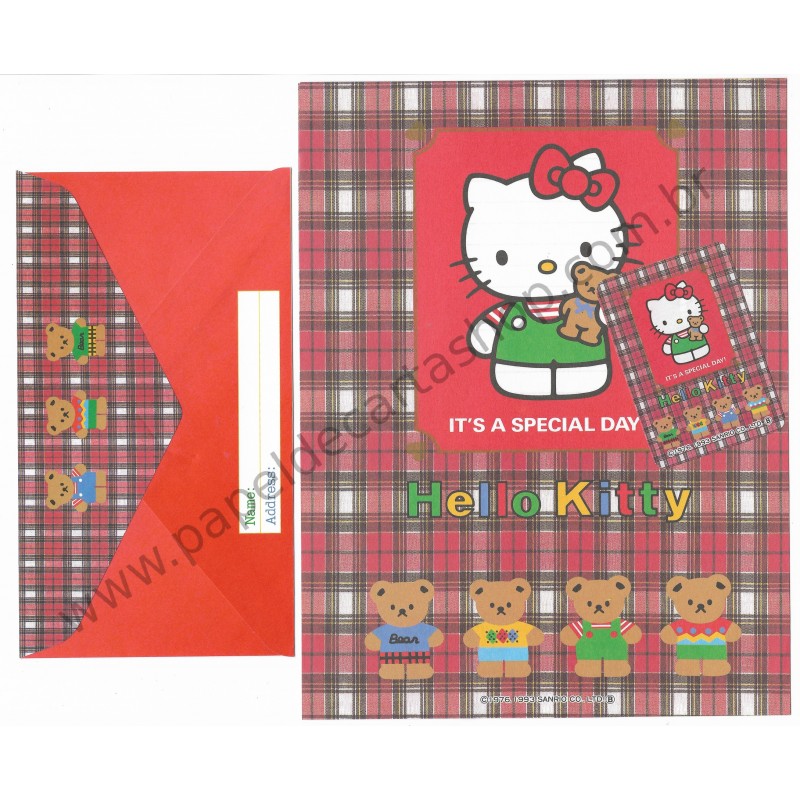 Ano 1993. Conjunto de Papel de Carta Hello Kitty Special Day Sanrio