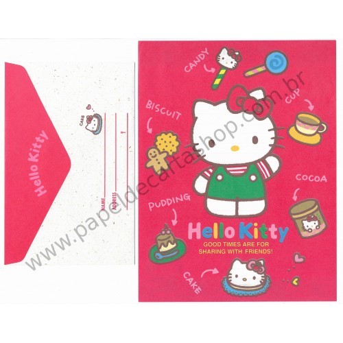 Ano 1993. Conjunto de Papel de Carta Hello Kitty Good Times Sanrio