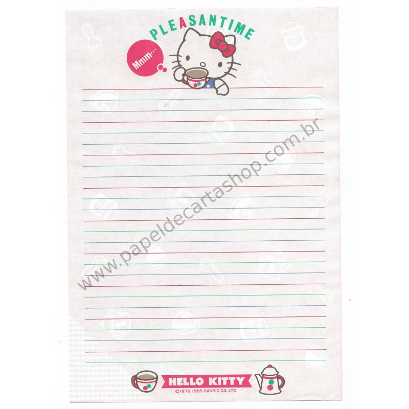 Ano 1985. Kit 3 Papéis de Carta Hello Kitty Pleasantime Sanrio
