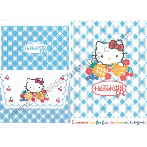 Ano 1996. Conjunto de Papel de Carta Hello Kitty Fruits Sanrio