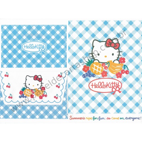 Ano 1996. Conjunto de Papel de Carta Hello Kitty Fruits Sanrio