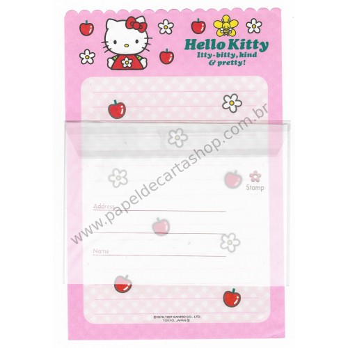 Ano 1997. Conjunto de Papel de Carta Hello Kitty Antigo 4 Sanrio