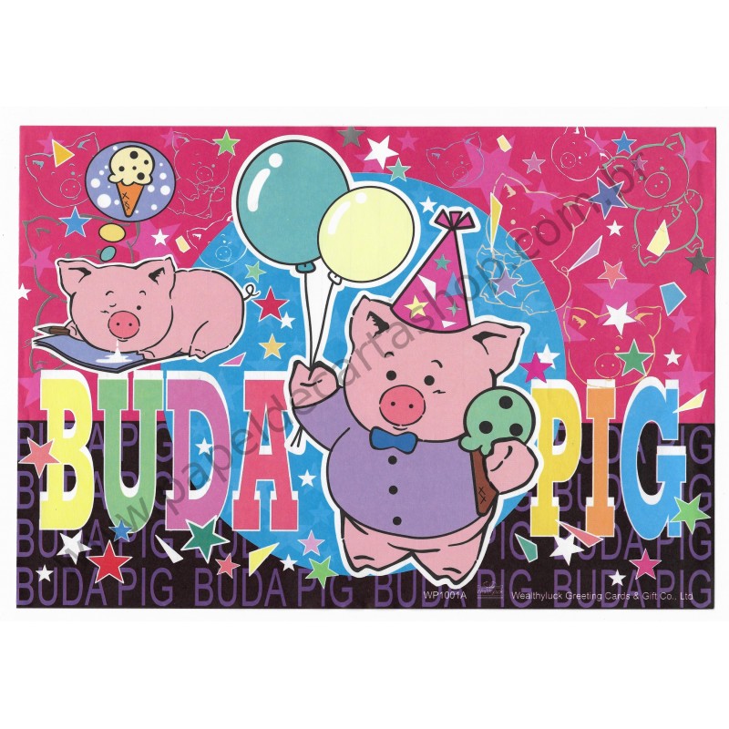 Conjunto de Papel de Carta Antigo (Vintage) Buda Pig CPK Wealthyluck