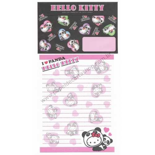 Ano 2011. Conjunto de Papel de Carta Gotōchi Kitty I Love Panda - Sanrio Japão