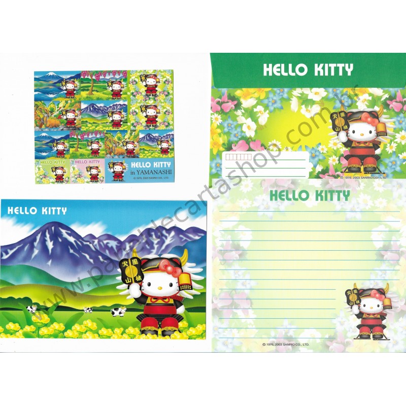 Ano 2003. Conjunto de Papel de Carta Hello Kitty YAMANASHI I Sanrio