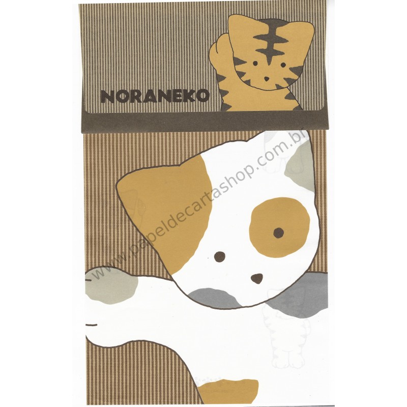 Ano 1987. Conjunto de Papel de Carta Noraneko Vintage Sanrio