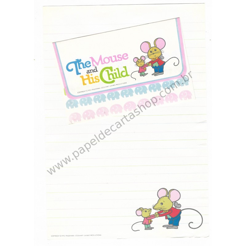 Ano 1976. Conjunto de Papel de Carta The Mouse and His Child Sanrio