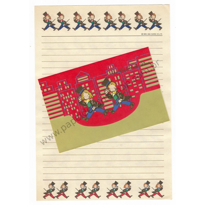 Ano 1984. Conjunto de Papel de Carta Vaudeville Duo CVM Vintage Sanrio