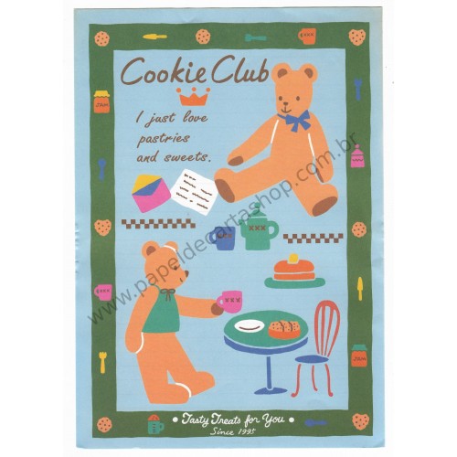 Ano 1995. Conjunto de Papel de Carta Cookie Club Vintage Sanrio