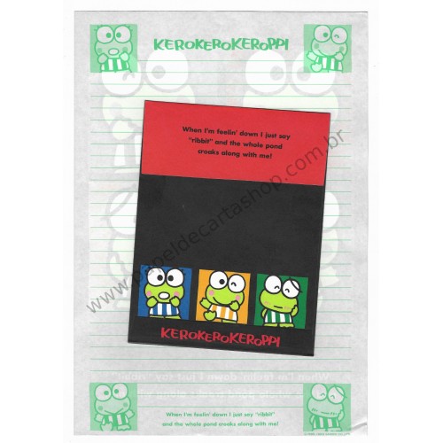 Ano 1989. Conjunto de Papel de Carta Keroppi CBK Vintage Sanrio