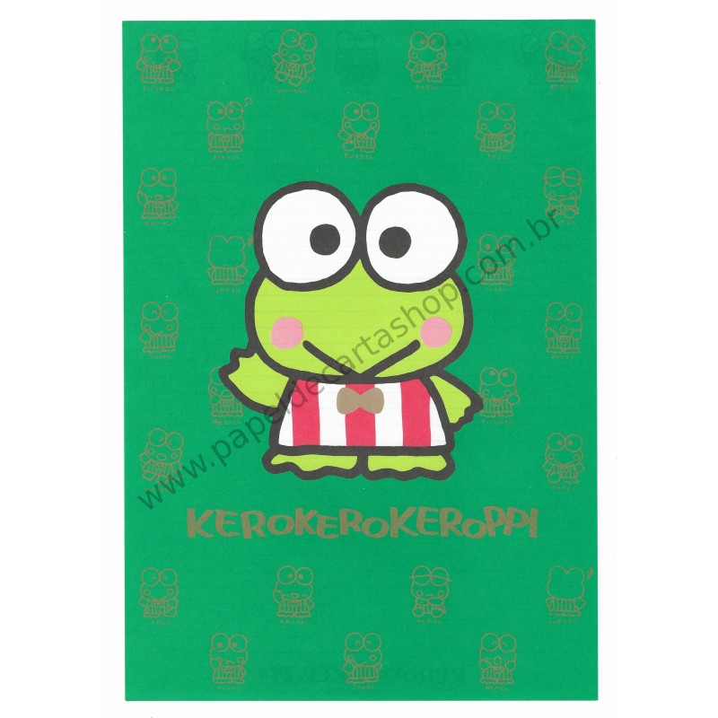 Ano 1990. Conjunto de Papel de Carta Keroppi Antigo (Vintage) Sanrio