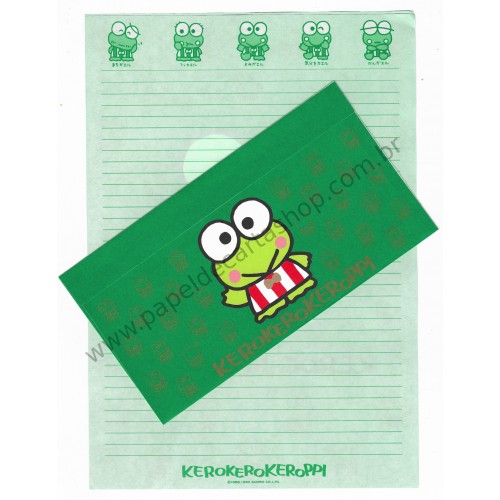 Ano 1990. Conjunto de Papel de Carta Keroppi Antigo (Vintage) Sanrio