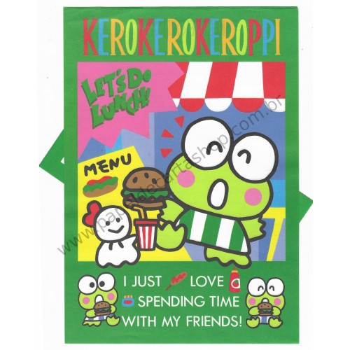 Ano 1992 Conjunto de Papel de Carta Keroppi VD Antigo (Vintage) Sanrio