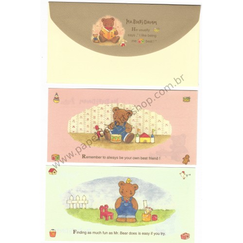 Ano 1995. Conjunto de Papel de Carta Mr Bear's Dream Quatro Vintage Sanrio