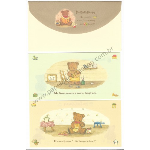 Ano 1995. Conjunto de Papel de Carta Mr Bear's Dream Quatro Vintage Sanrio