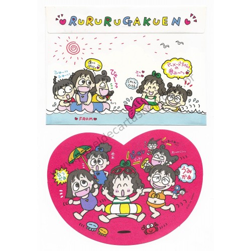 Ano 1992. Conjunto de Papel de Carta RuRuRuGakuen P Antigo (Vintage) Sanrio