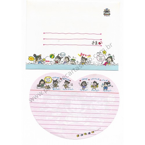 Ano 1992. Conjunto de Papel de Carta RuRuRuGakuen P Antigo (Vintage) Sanrio