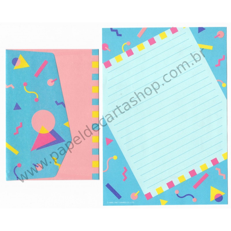 Ano 1987. Conjunto de Papel de Carta Heart Fashion Folio Antigo (Vintage) Sanrio