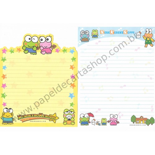 Ano 2005. Conjunto de Papel de Carta Kerokerokeroppi Vintage Sanrio