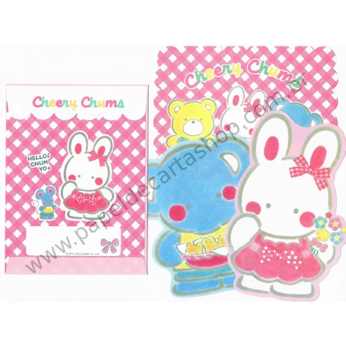 Ano 1993. Conjunto de Papel de Carta Cheery Chums TRIO Vintage Sanrio