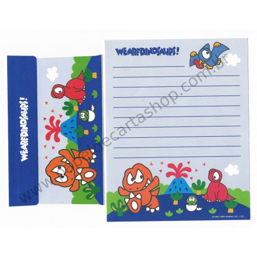 Ano 1995. Conjunto de Papel de Carta We Are Dinosaurs! Sanrio