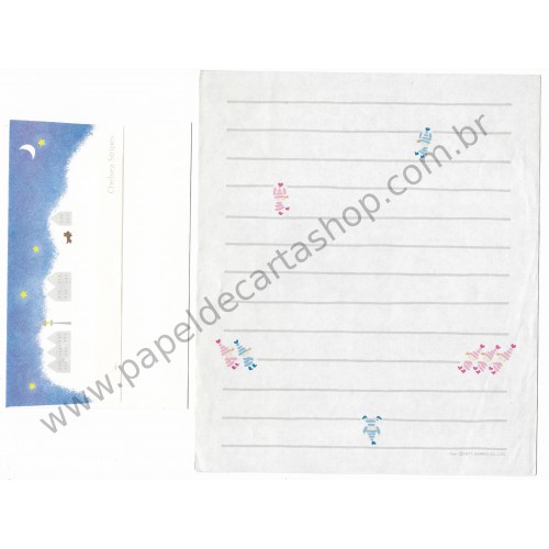 Ano 1977. Conjunto de Papel de Carta Chelsea Stripes Vintage Sanrio