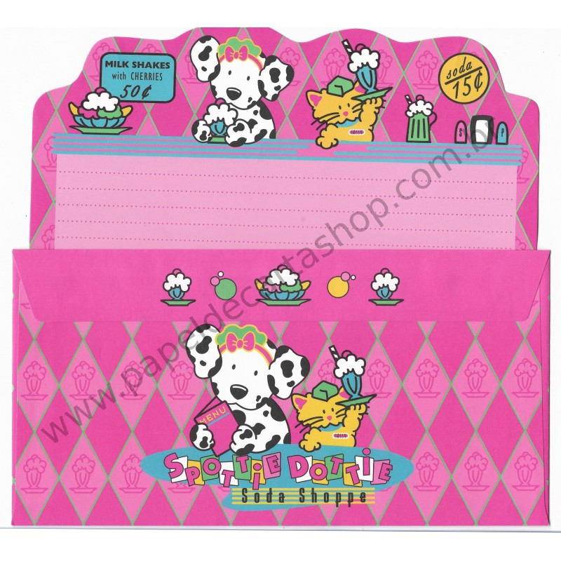 Ano 1997. Conjunto de Papel de Carta Spottie Dottie G Sanrio