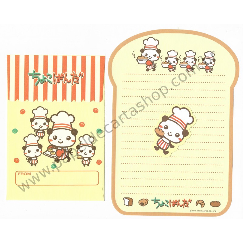 Ano 2001. Conjunto de Papel de Carta Chocopanda Masterchef Sanrio