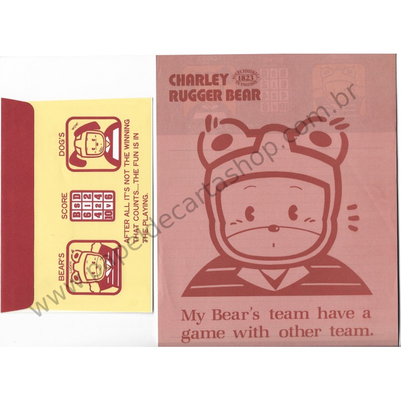 Conjunto de Papel de Carta Antigo (Vintage) Charley Bear - Japan