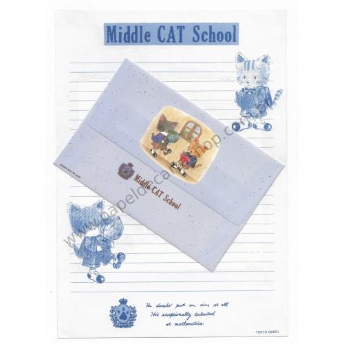 Conjunto de Papel de Carta Antigo (Vintage) Middle Cat School CAZ - Japan