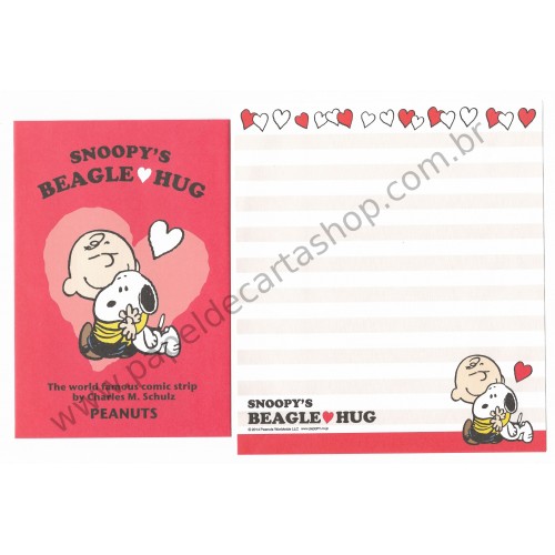 Kit 2 Conjuntos de Papel de Carta Snoopy's Beagle Hug CVM Peanuts 2014