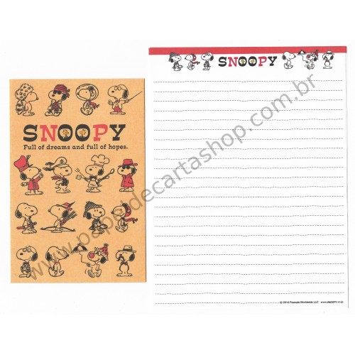 Conjunto de Papel de Carta Snoopy Full of Hopes Peanuts 2014