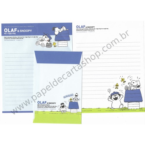 Kit 2 Conjuntos de Papel de Carta Olaf No1 Ugly Dog Peanuts 2014