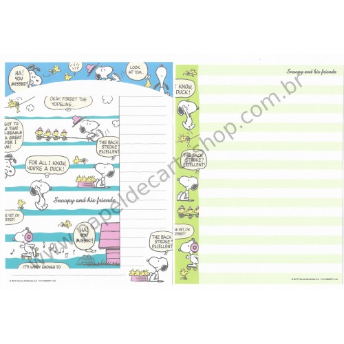 Kit 2 Conjuntos de Papel de Carta Snoopy RAZ Peanuts 2015