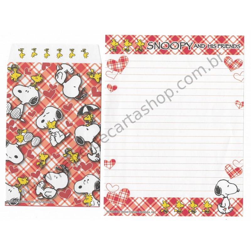 Conjunto de Papel de Carta Snoopy Xadrez VM2 Peanuts