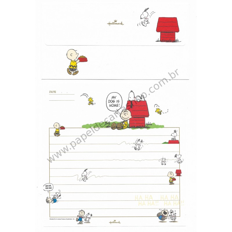 Conjunto de Papel de Carta Original Antigo Snoopy CBR Home Hallmark